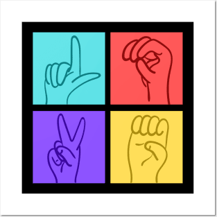 Symbolic Love: Hand Gestures Speak through Colorful Squares Posters and Art